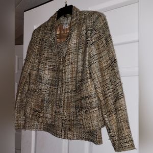 Vintage Worthington Tweed Blazer 3/4 Zip Jacket Lined/Skirt Set Size 12